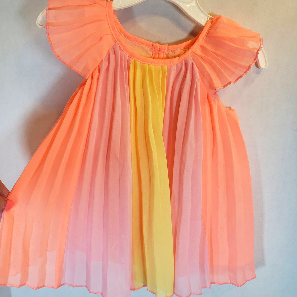 Children's Place Retro 60s Baby Dress 3-6 M Accordion Pleats Sheer